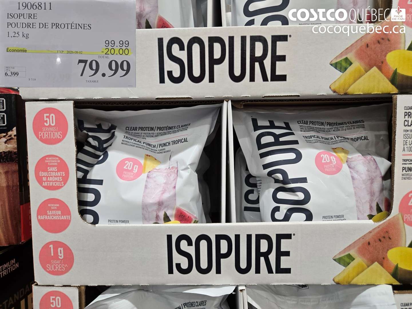 1906811 ISOPURE POUDRE DE PROTÉINES ($20.00 INSTANT SAVINGS EXPIRES ON 2026-08-02) $79.99