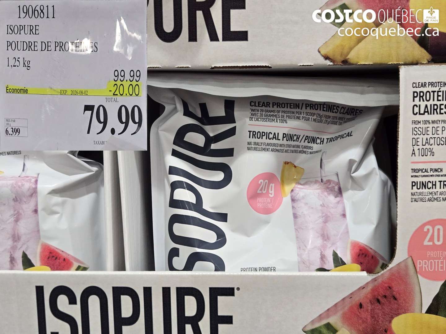 1906811 ISOPURE POUDRE DE PROTÉINES ($20.00 INSTANT SAVINGS EXPIRES ON 2026-08-02) $79.99
