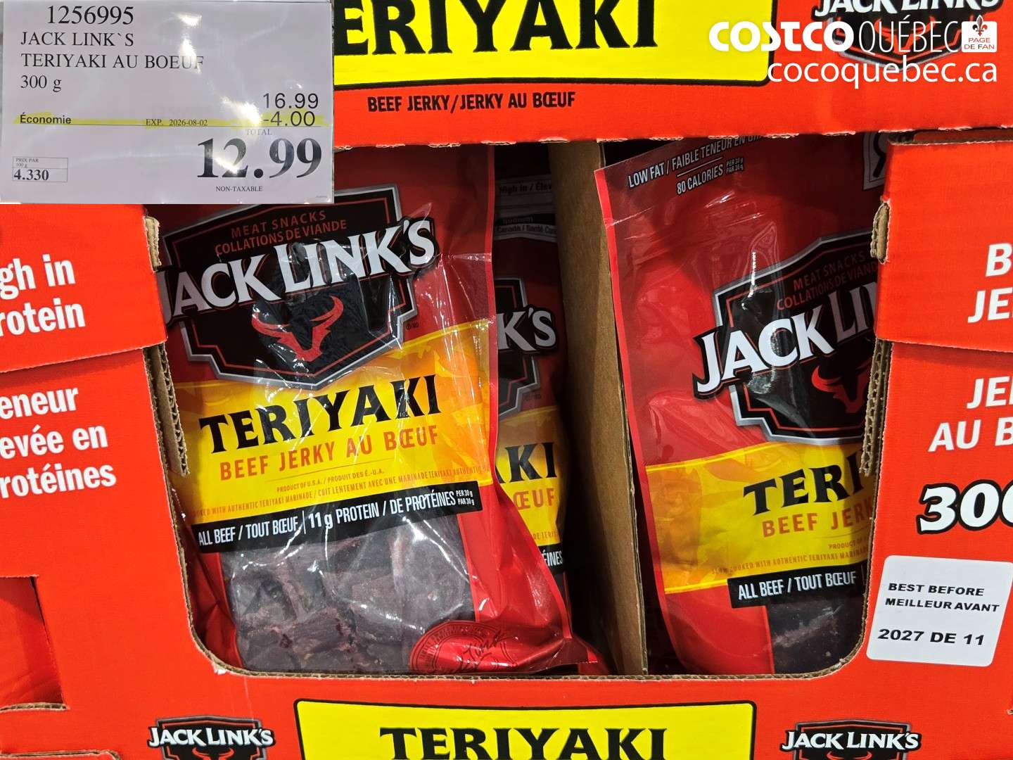 1256995 JACK LINK`S TERIYAKI AU BOEUF ($4.00 INSTANT SAVINGS EXPIRES ON 2026-08-02) $12.99