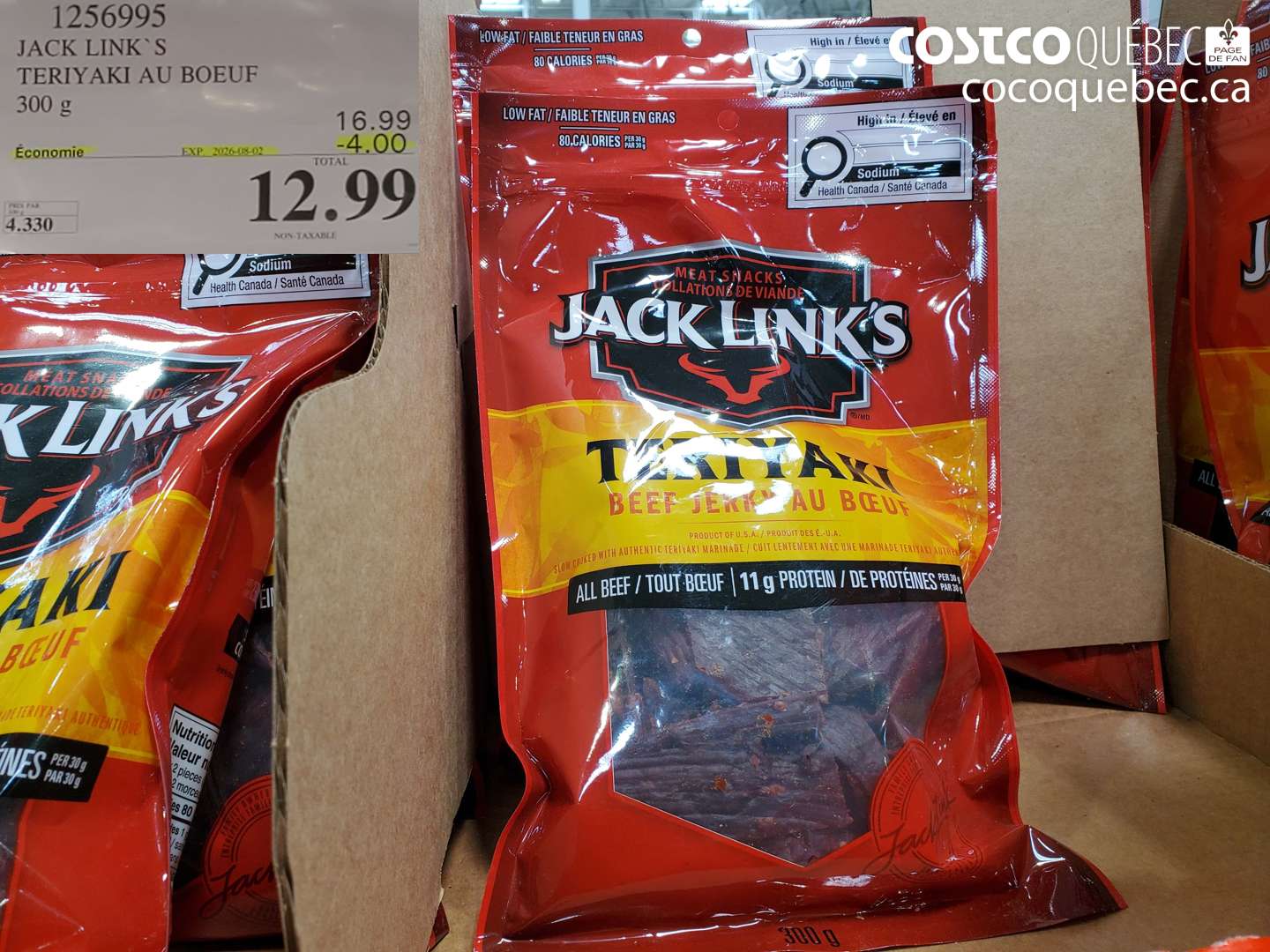 1256995 JACK LINK'S TERIYAKI AU BOEUF 300 G ($4.00 INSTANT SAVINGS EXPIRES ON 2026-08-02) $12.99