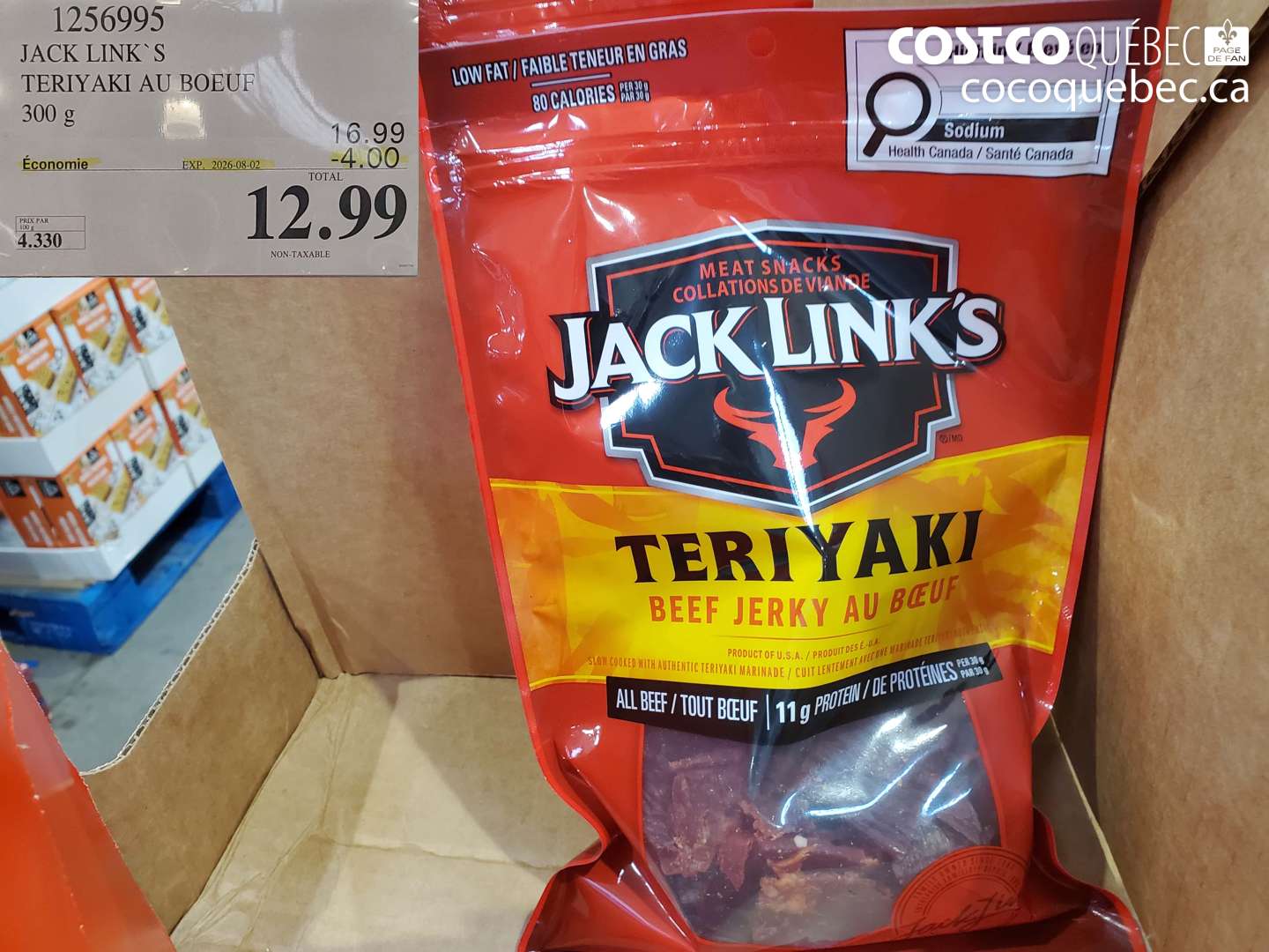 1256995 JACK LINK`S TERIYAKI AU BOEUF 300 G ($4.00 INSTANT SAVINGS EXPIRES ON 2026-08-02) $12.99