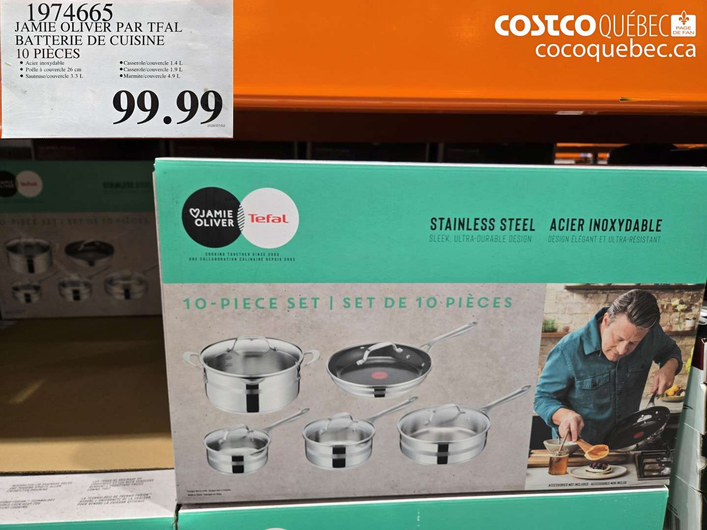 1974665 JAMIE OLIVER PAR TFAL BATTERIE DE CUISINE 10 PIÈCES $99.99
