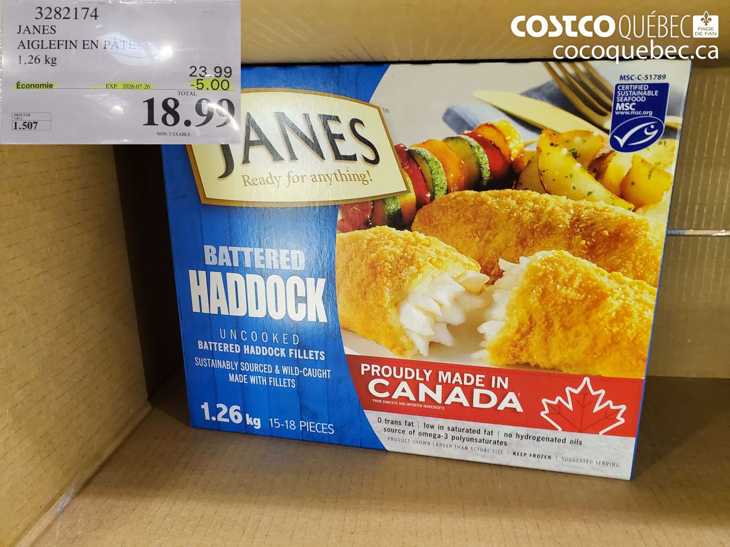 3282174 JANES AIGLEFIN EN PÂTE 1.26 KG ($5.00 INSTANT SAVINGS EXPIRES ON 2026-07-26) $18.99