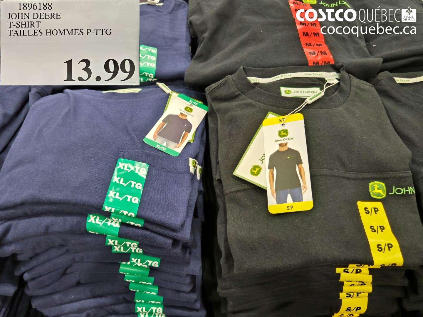 1896188 JOHN DEERE T-SHIRT TAILLES HOMMES P-TTG $13.99