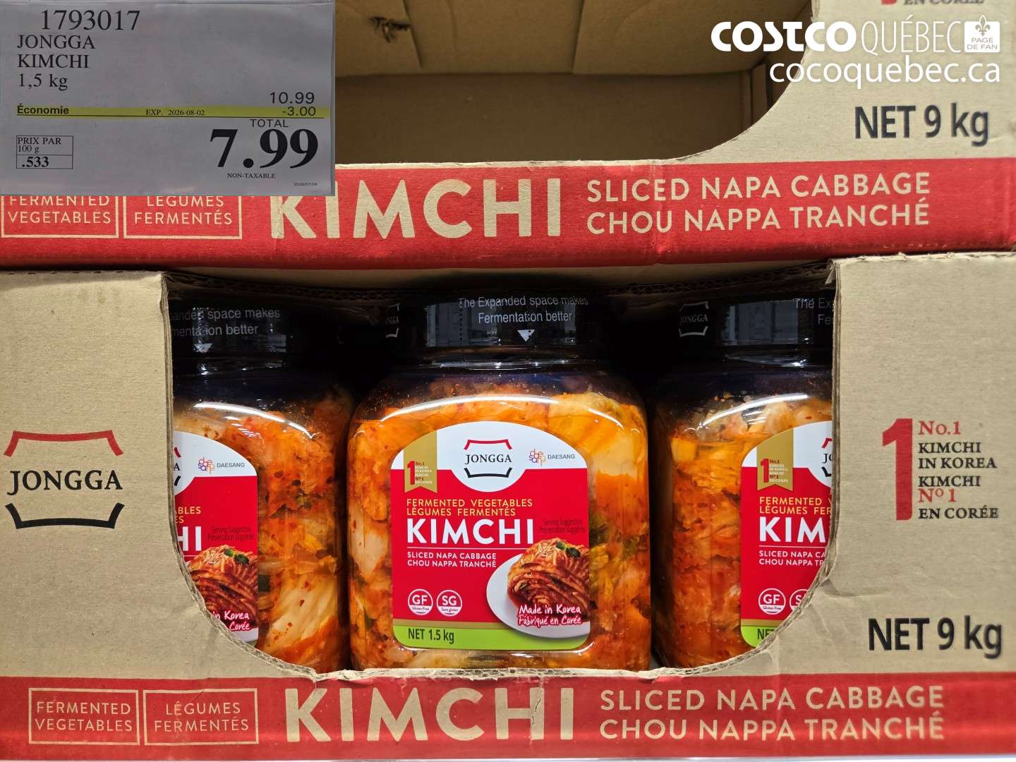 1793017 JONGGA KIMCHI ($3.00 INSTANT SAVINGS EXPIRES ON 2026-08-02) $7.99