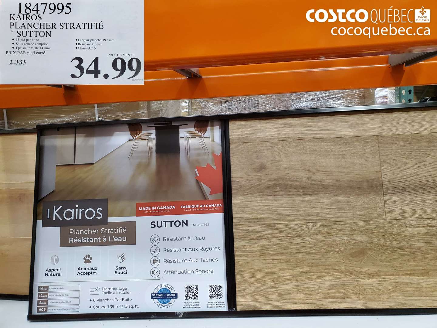 1847995 KAIROS PLANCHER STRATIFIÉ SUTTON $34.99