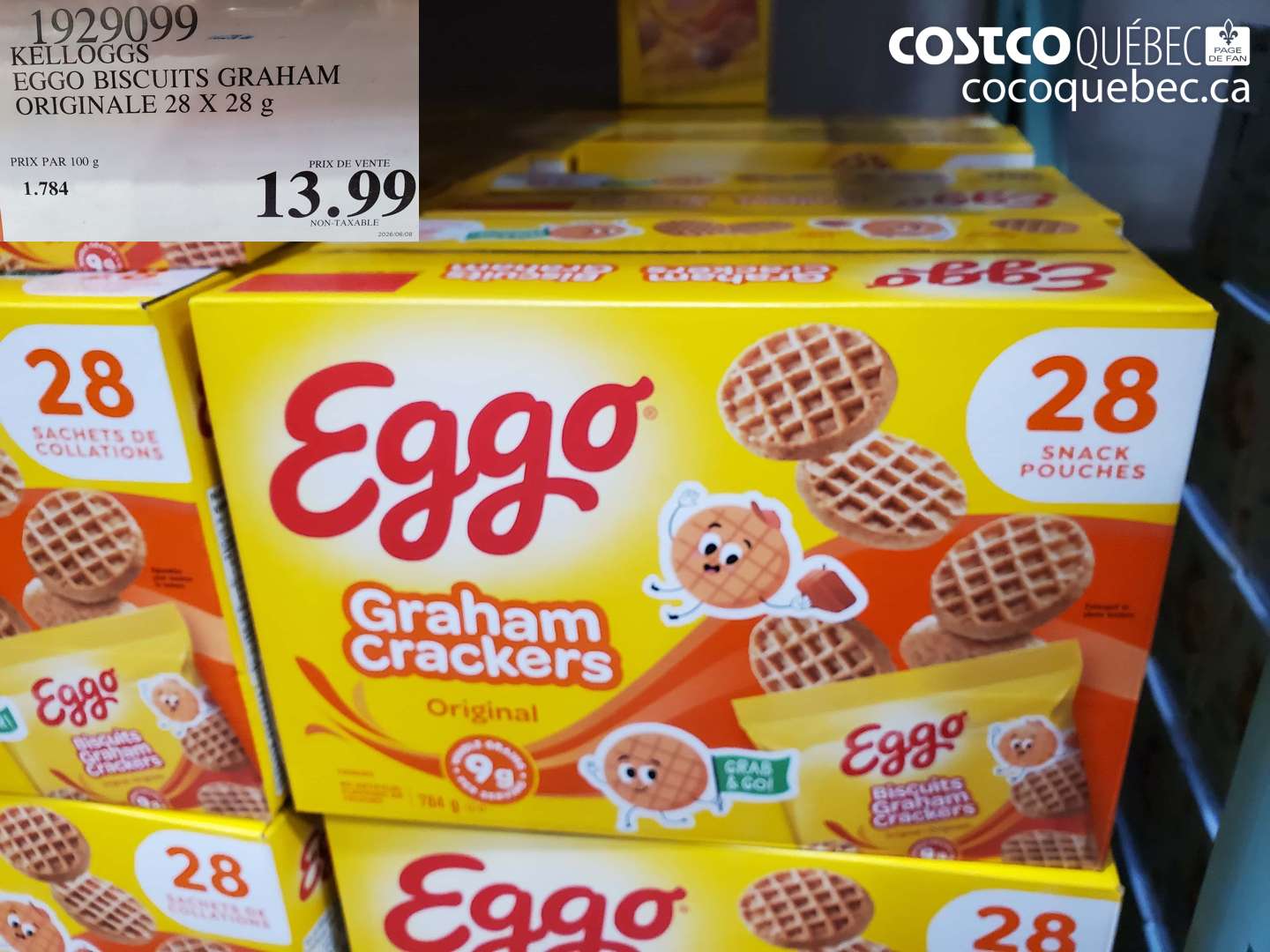 1929099 KELLOGGS EGGO BISCUITS GRAHAM ORIGINALE 28 X 28 G $13.99