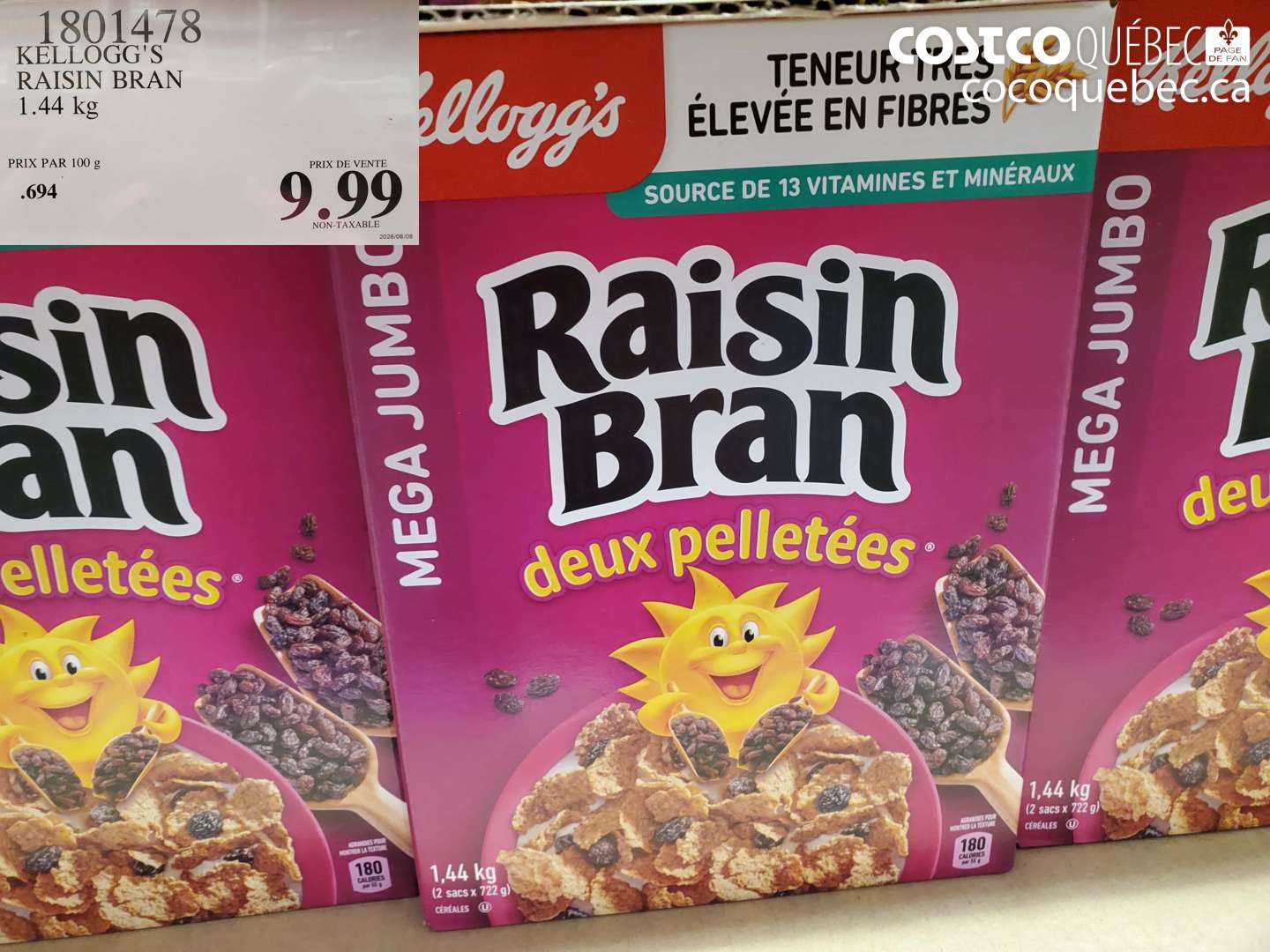 1801478 KELLOGG'S RAISIN BRAN 1.44 KG $9.99