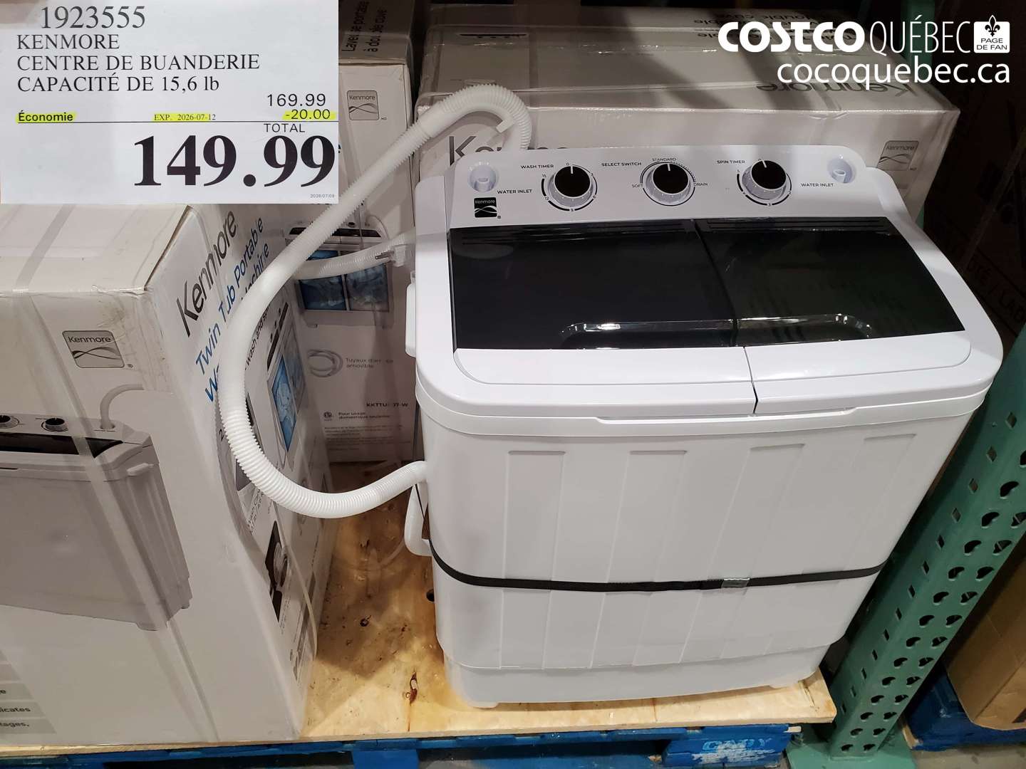 1923555 KENMORE CENTRE DE BUANDERIE CAPACITÉ DE 15.6 LB ($20.00 INSTANT SAVINGS EXPIRES ON 2026-07-12) $149.99