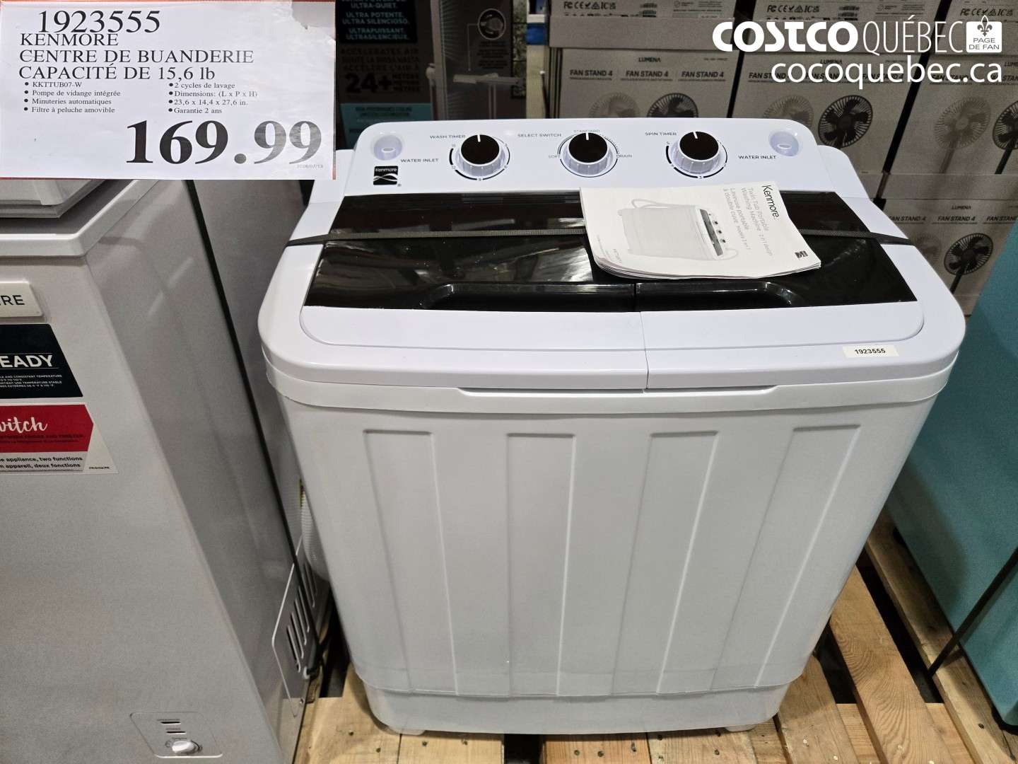 1923555 KENMORE CENTRE DE BUANDERIE CAPACITÉ DE 15.6 LB $169.99