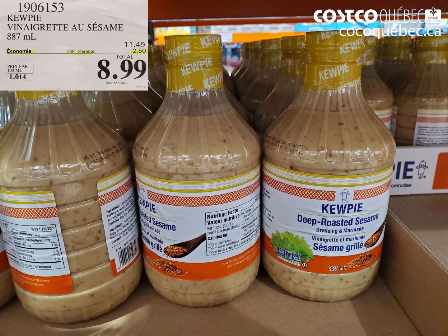 1906153 KEWPIE VINAIGRETTE AU SÉSAME 887 ML ($2.50 INSTANT SAVINGS EXPIRES ON 2026-08-02) $8.99