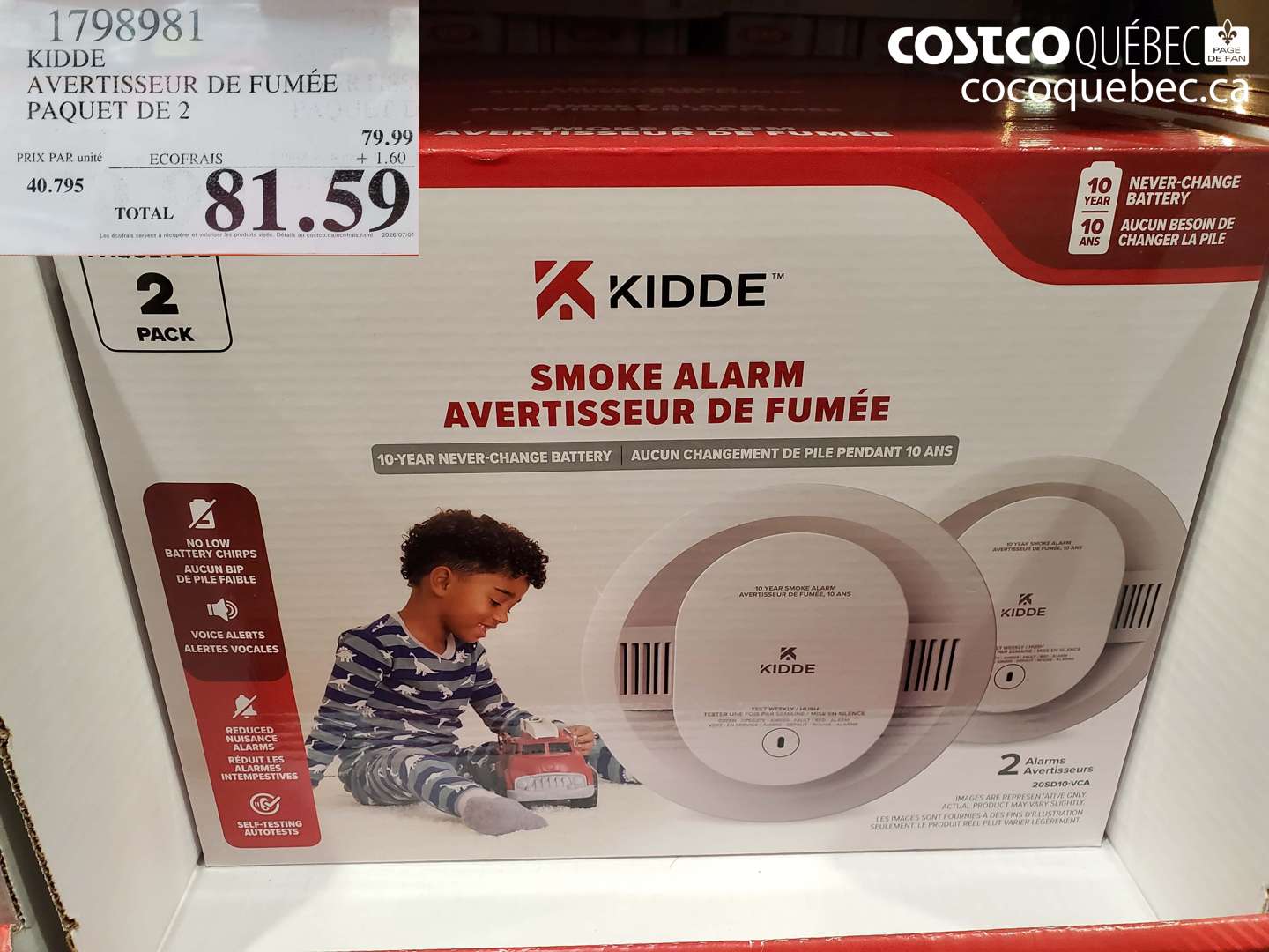 1798981 KIDDE AVERTISSEUR DE FUMÉE PAQUET DE 2 $81.59