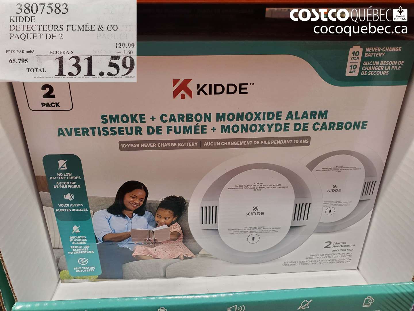 3807583 KIDDE DETECTEURS FUMÉE & CO PAQUET DE 2 $131.59