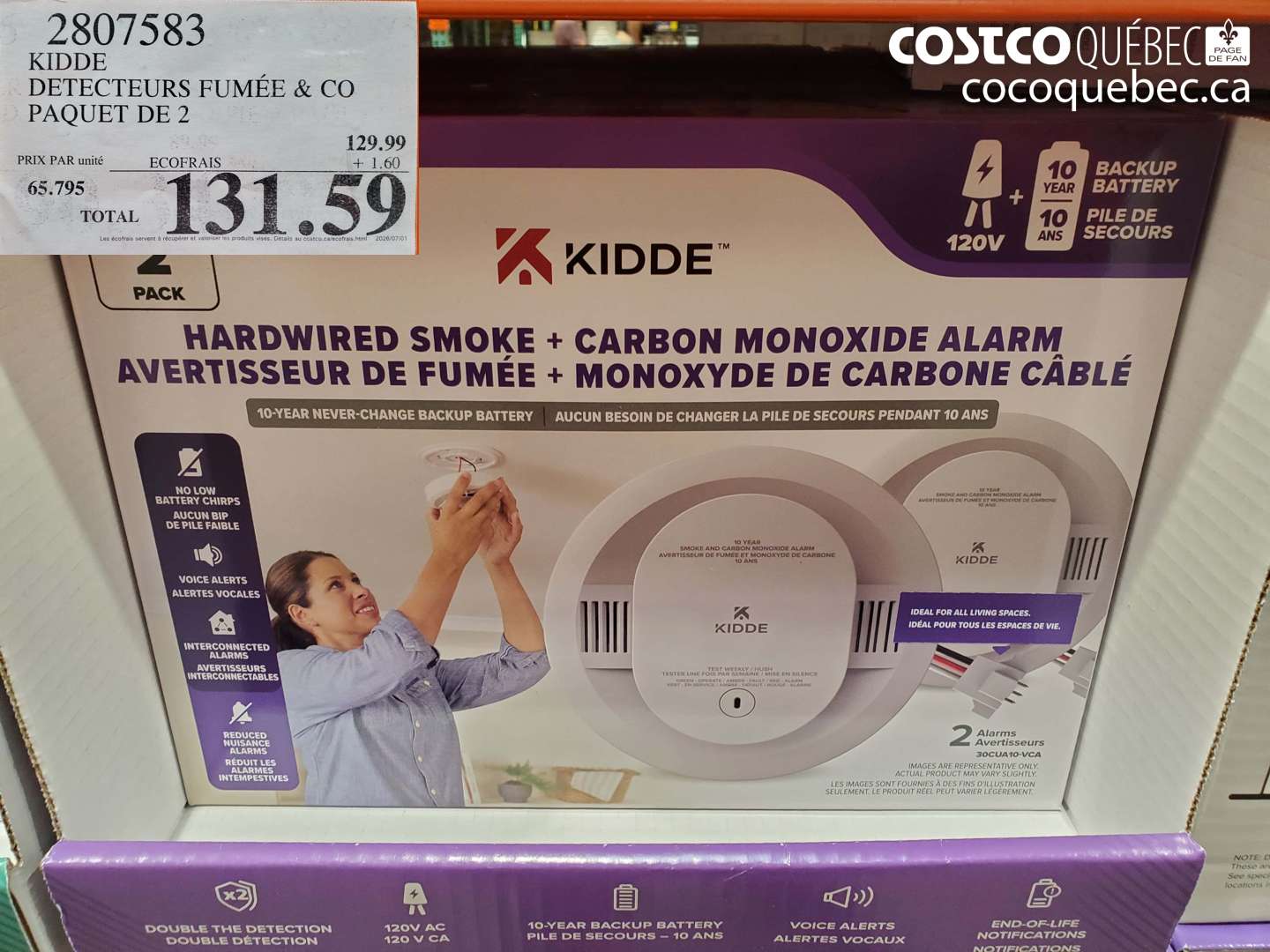 2807583 KIDDE DETECTEURS FUMÉE & CO PAQUET DE 2 $131.59