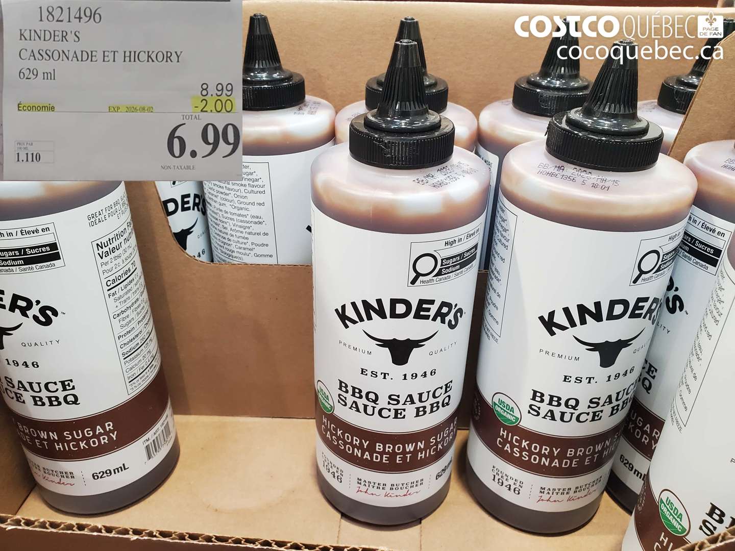 1821496 KINDER'S CASSONADE ET HICKORY 629 ML ($2.00 INSTANT SAVINGS EXPIRES ON 2026-08-02) $6.99