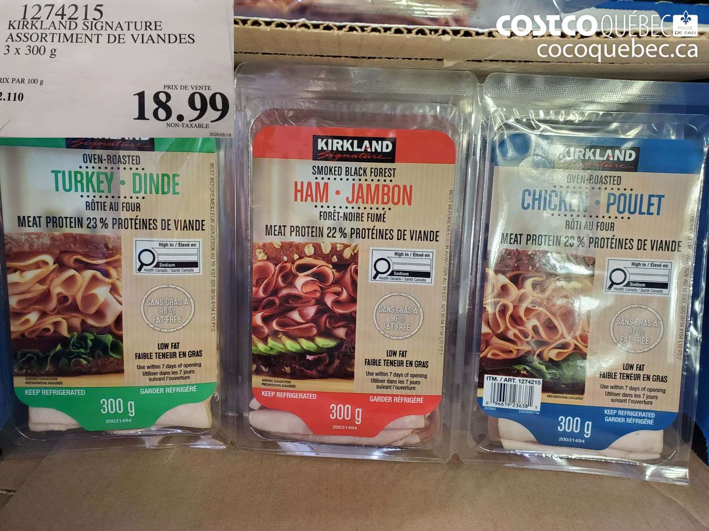 1274215 KIRKLAND SIGNATURE ASSORTIMENT DE VIANDES 3 X 300 G $18.99