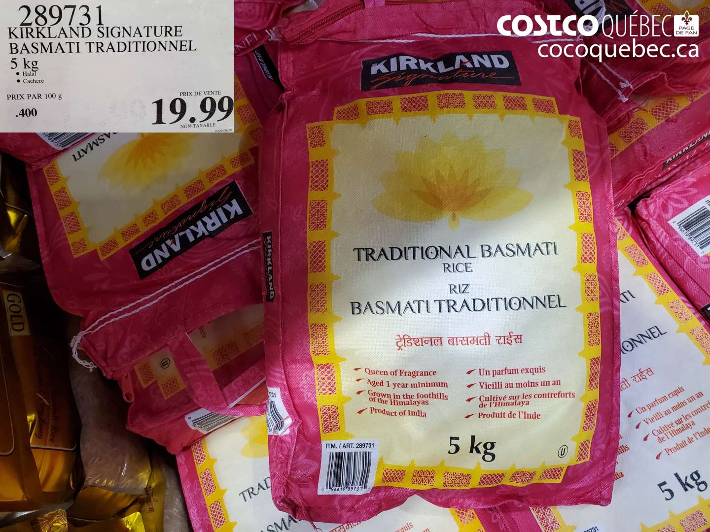 289731 KIRKLAND SIGNATURE BASMATI TRADITIONNEL 5 KG $19.99
