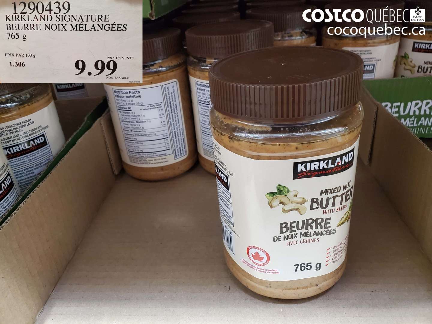 1290439 KIRKLAND SIGNATURE BEURRE NOIX MÉLANGÉES 765 G $9.99