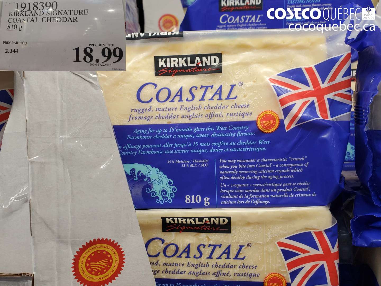 1918390 KIRKLAND SIGNATURE COASTAL CHEDDAR 810 G $18.99