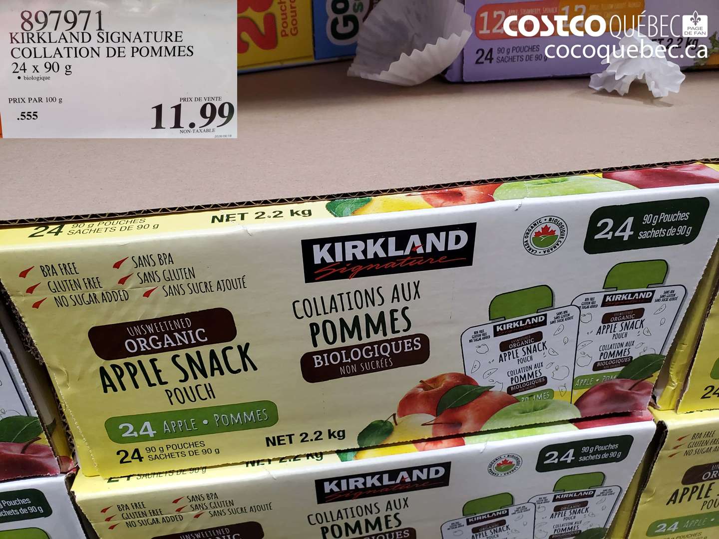 897971 KIRKLAND SIGNATURE COLLATION DE POMMES 24 X 90 G $11.99