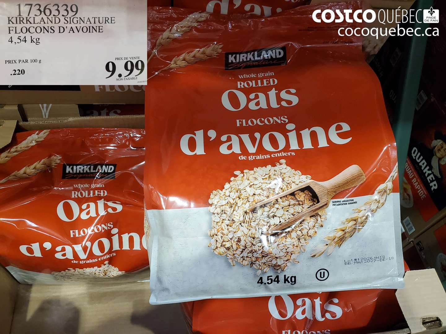 1736339 KIRKLAND SIGNATURE FLOCONS D'AVOINE 4.54 KG $9.99