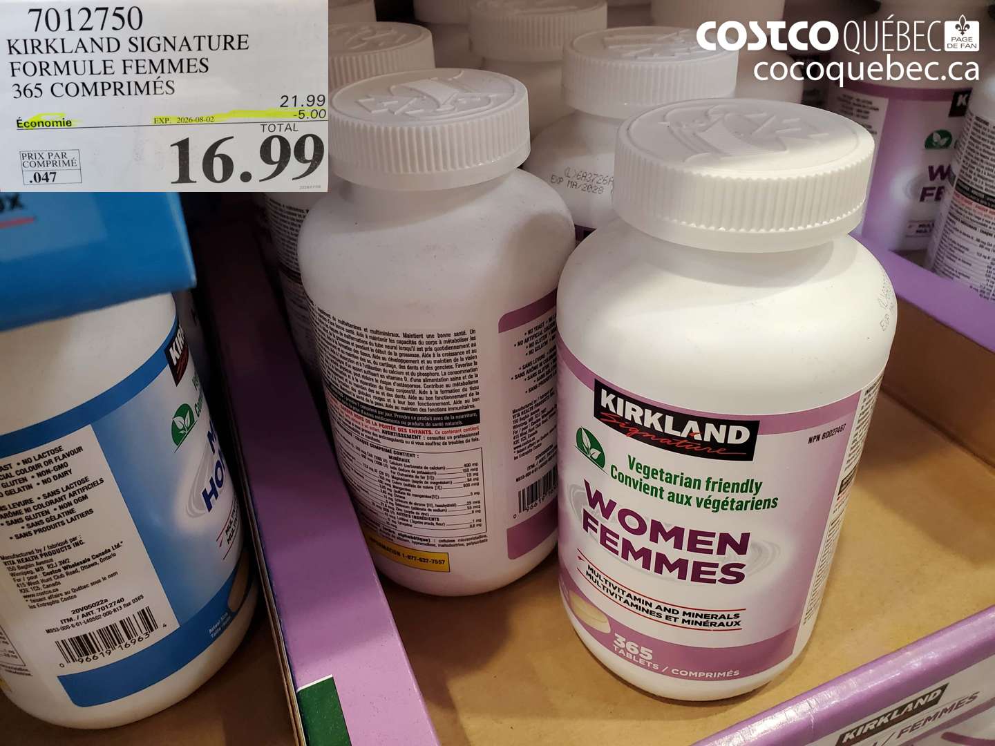7012750 KIRKLAND SIGNATURE FORMULE FEMMES 365 COMPRIMÉS ($5.00 INSTANT SAVINGS EXPIRES ON 2026-08-02) $16.99