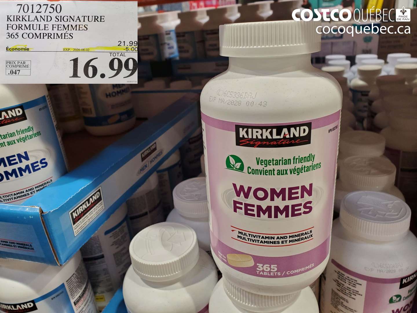 7012750 KIRKLAND SIGNATURE FORMULE FEMMES 365 COMPRIMÉS ($5.00 INSTANT SAVINGS EXPIRES ON 2026-08-02) $16.99