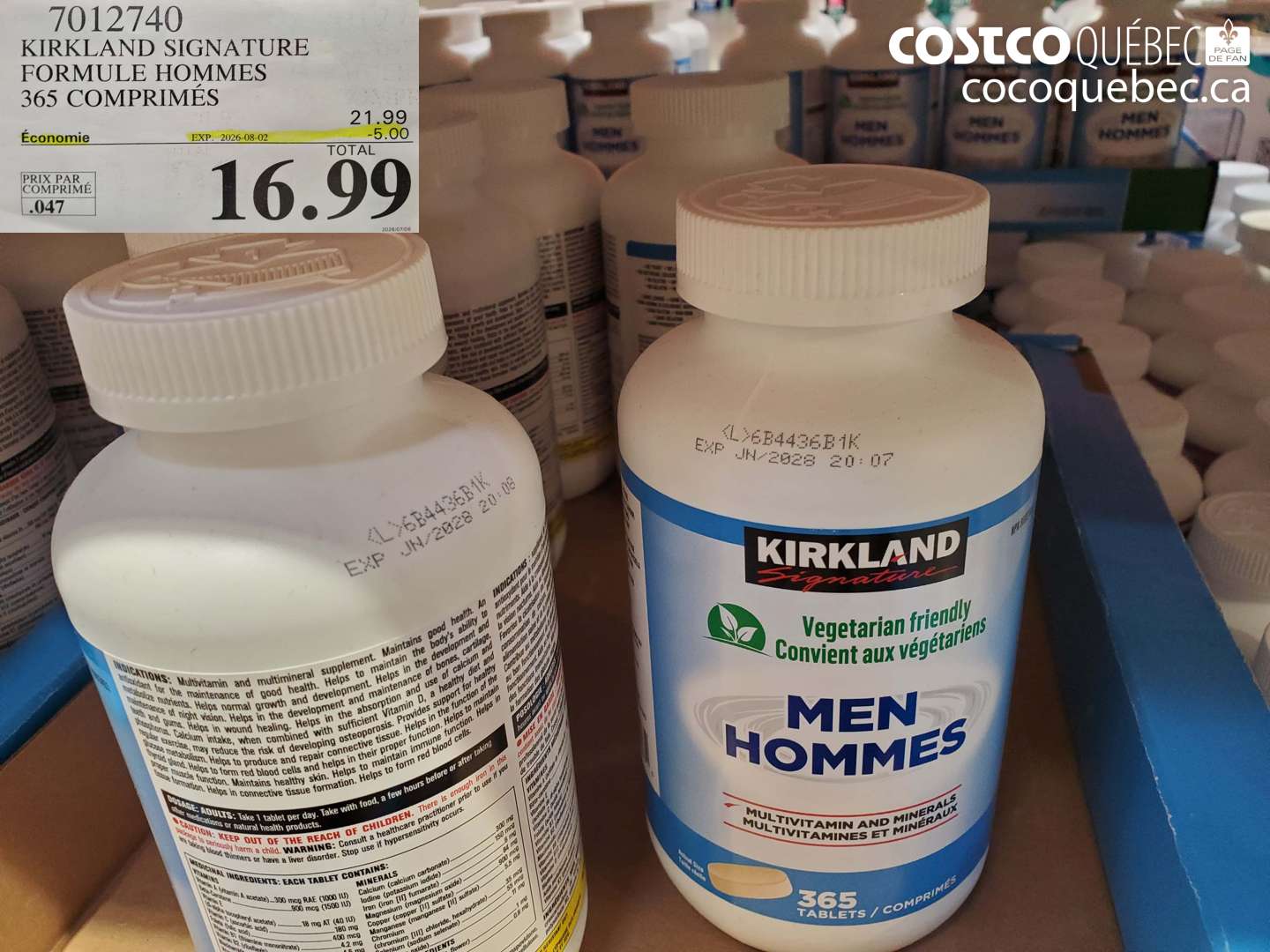 7012740 KIRKLAND SIGNATURE FORMULE HOMMES 365 COMPRIMÉS ($5.00 INSTANT SAVINGS EXPIRES ON 2026-08-02) $16.99