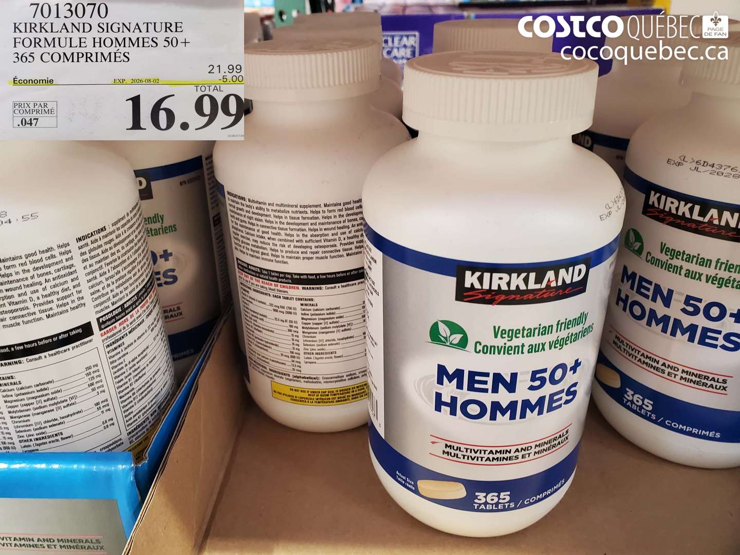 7013070 KIRKLAND SIGNATURE FORMULE HOMMES 50+ 365 COMPRIMÉS ($5.00 INSTANT SAVINGS EXPIRES ON 2026-08-02) $16.99