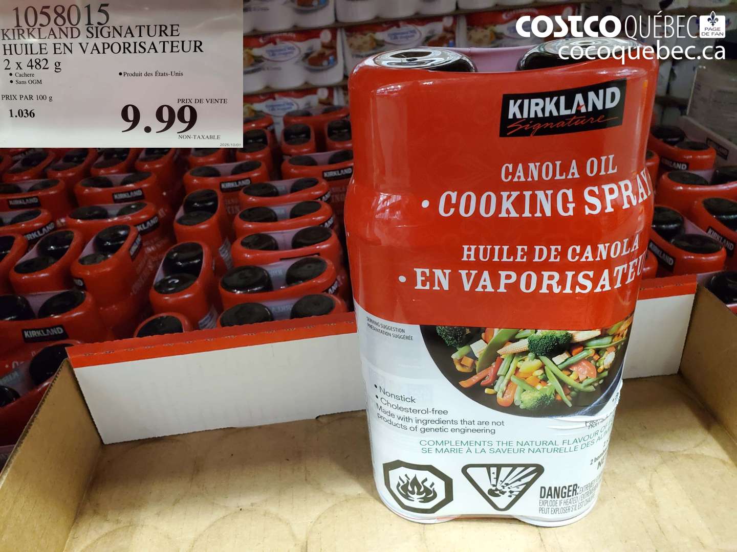 1058015 KIRKLAND SIGNATURE HUILE EN VAPORISATEUR 2 X 482 G $9.99