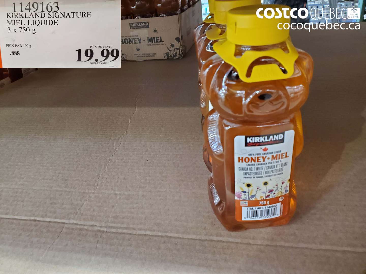 1149163 KIRKLAND SIGNATURE MIEL LIQUIDE 3 X 750 G $19.99