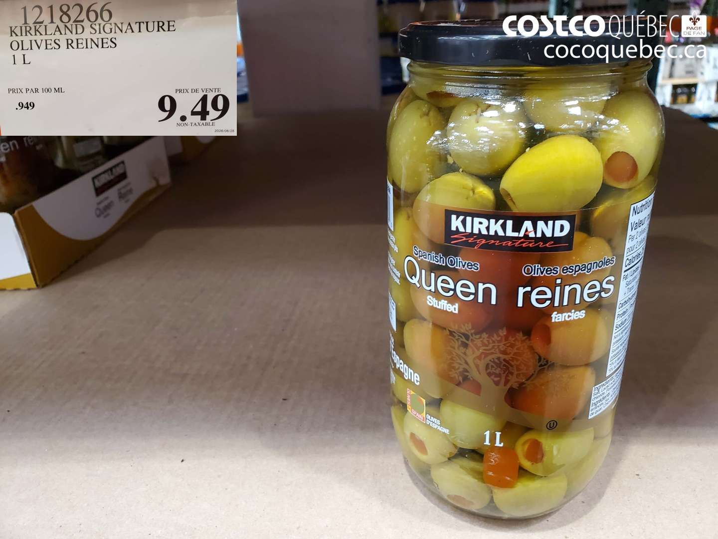 1218266 KIRKLAND SIGNATURE OLIVES REINES 1 L $9.49