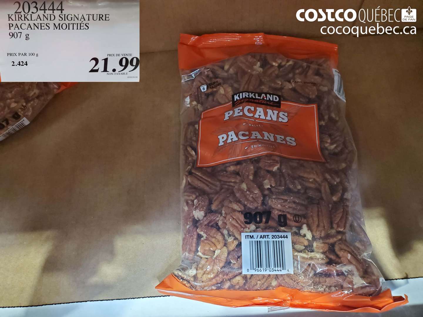 2034444 KIRKLAND SIGNATURE PACANES MOITIÉS 907 G $21.99
