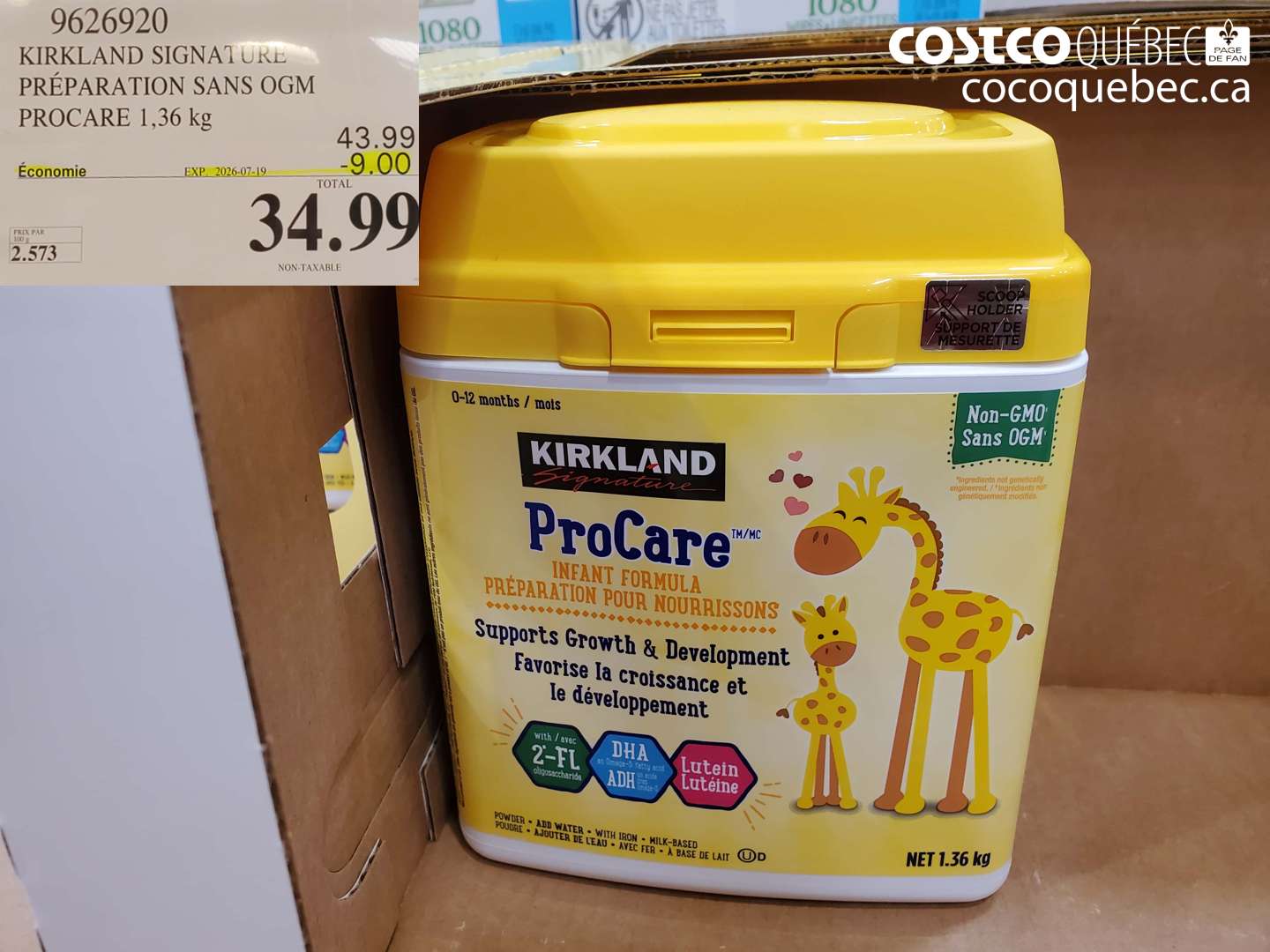 9626920 KIRKLAND SIGNATURE PRÉPARATION SANS OGM PROCARE 1.36 KG ($9.00 INSTANT SAVINGS EXPIRES ON 2026-07-19) $34.99