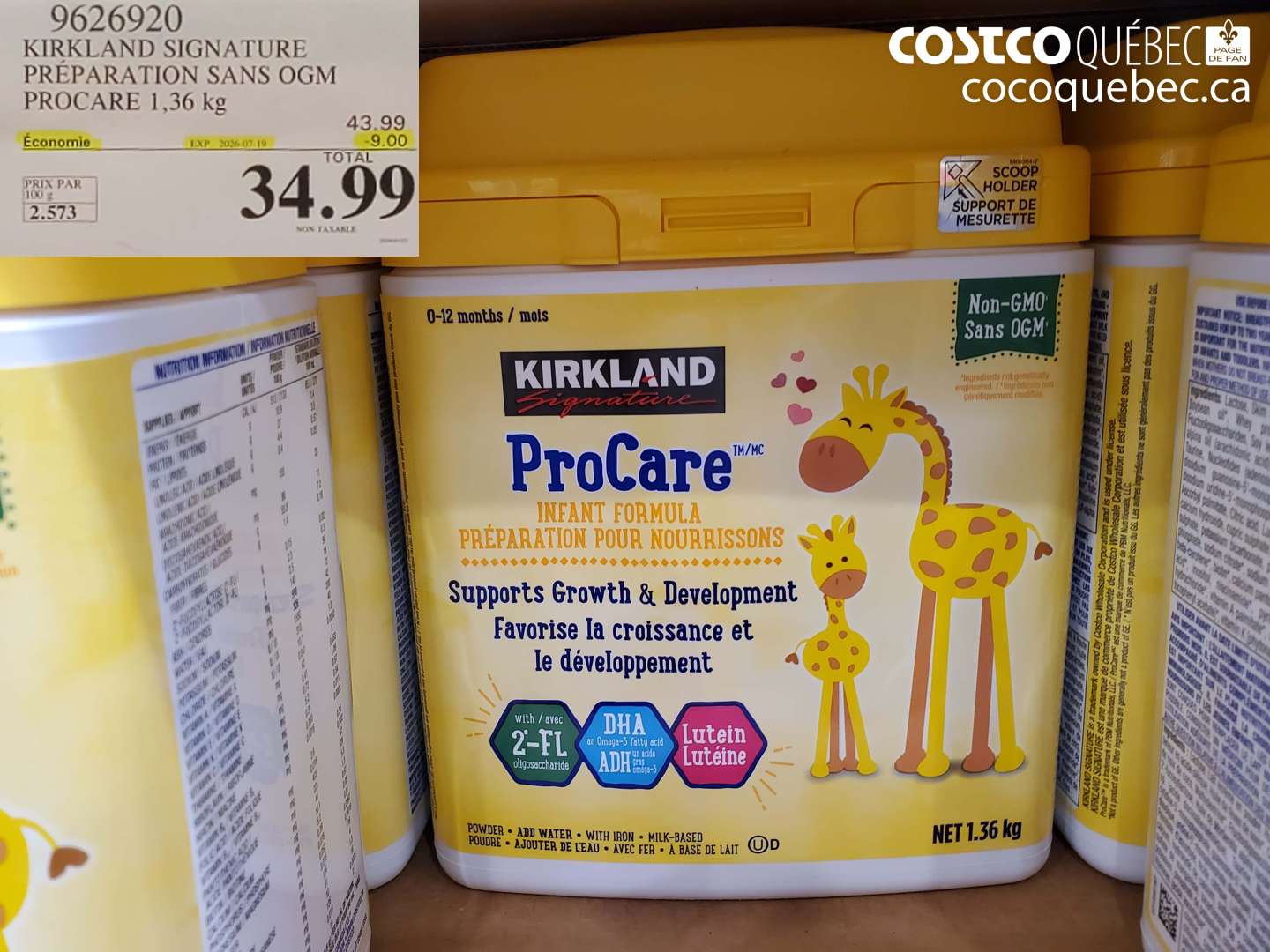 9626920 KIRKLAND SIGNATURE PRÉPARATION SANS OGM PROCARE 1.36 KG ($9.00 INSTANT SAVINGS EXPIRES ON 2026-07-19) $34.99