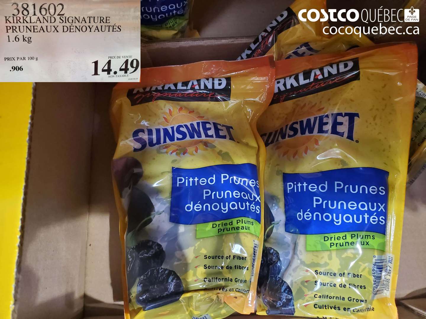 381602 KIRKLAND SIGNATURE PRUNEAUX DÉNOYAUTÉS 1.6 KG $14.49