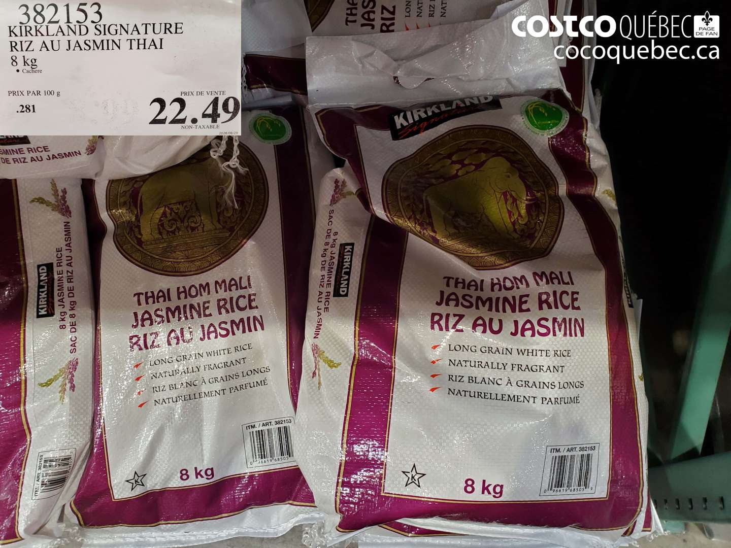 382153 KIRKLAND SIGNATURE RIZ AU JASMIN THAI 8 KG $22.49