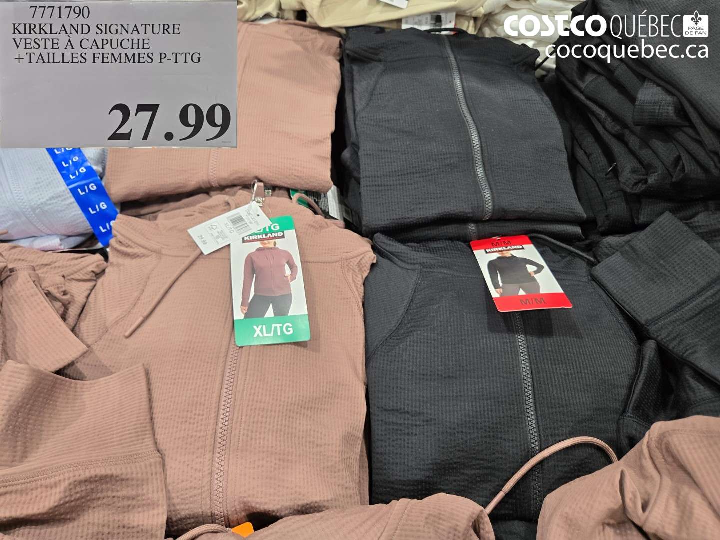 7771790 KIRKLAND SIGNATURE VESTE À CAPUCHE + TAILLES FEMMES P-TTG $27.99