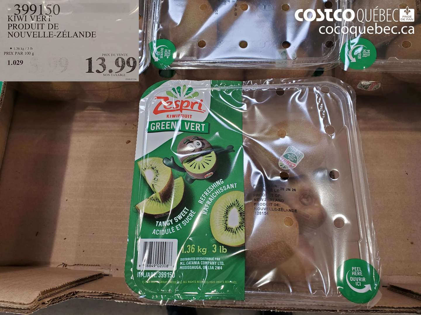 399150 KIWI VERT PRODUIT DE NOUVELLE-ZÉLANDE $13.99