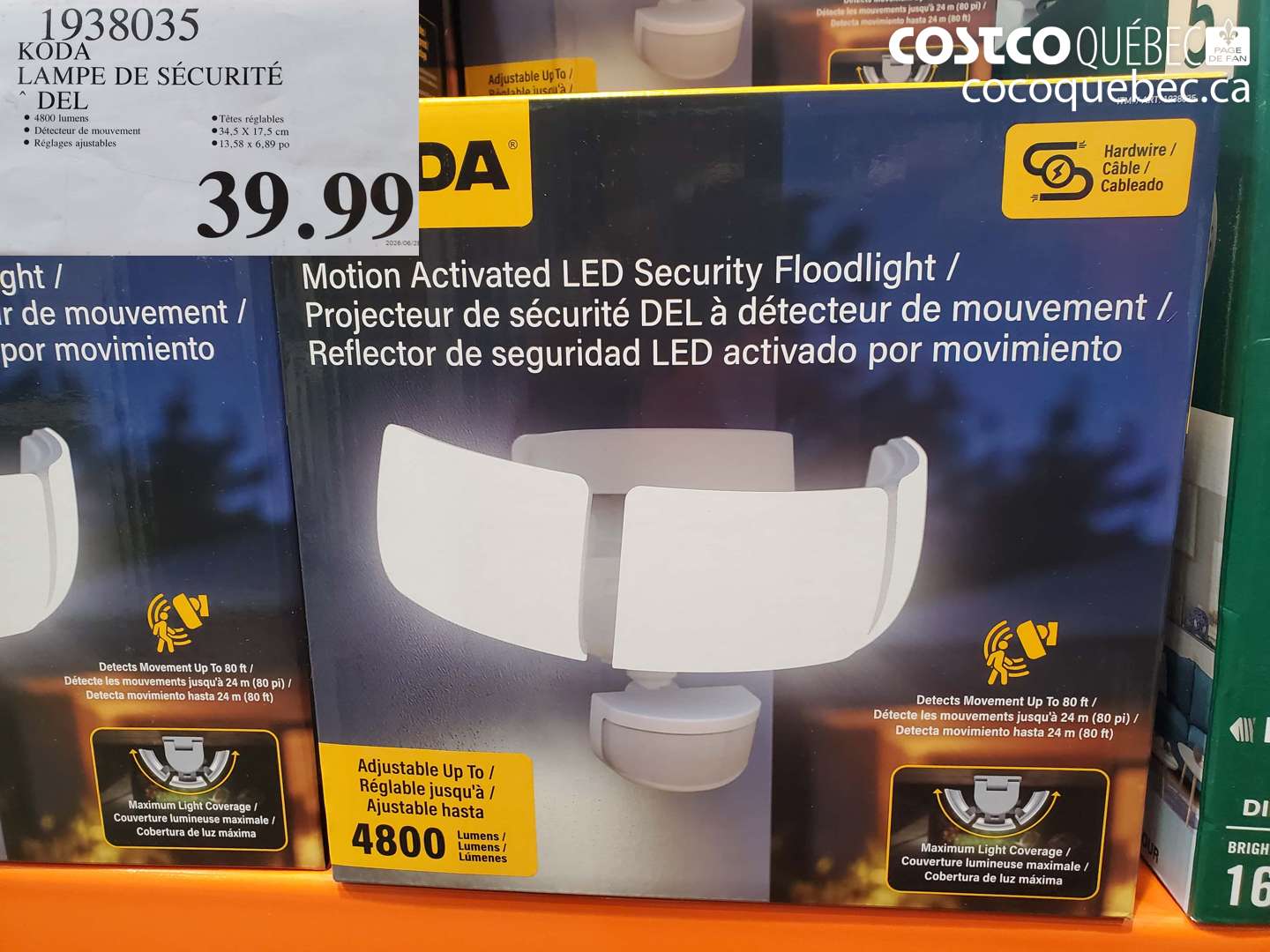 1938035 KODA LAMPE DE SÉCURITÉ DEL $39.99