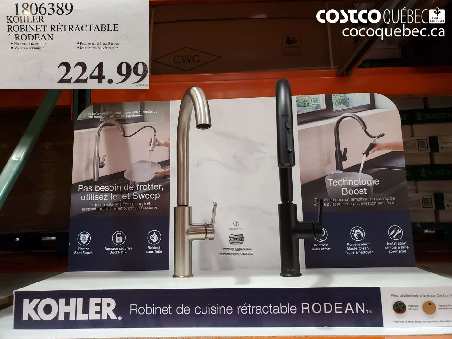 1806389 KOHLER ROBINET RÉTRACTABLE RODEAN $224.99