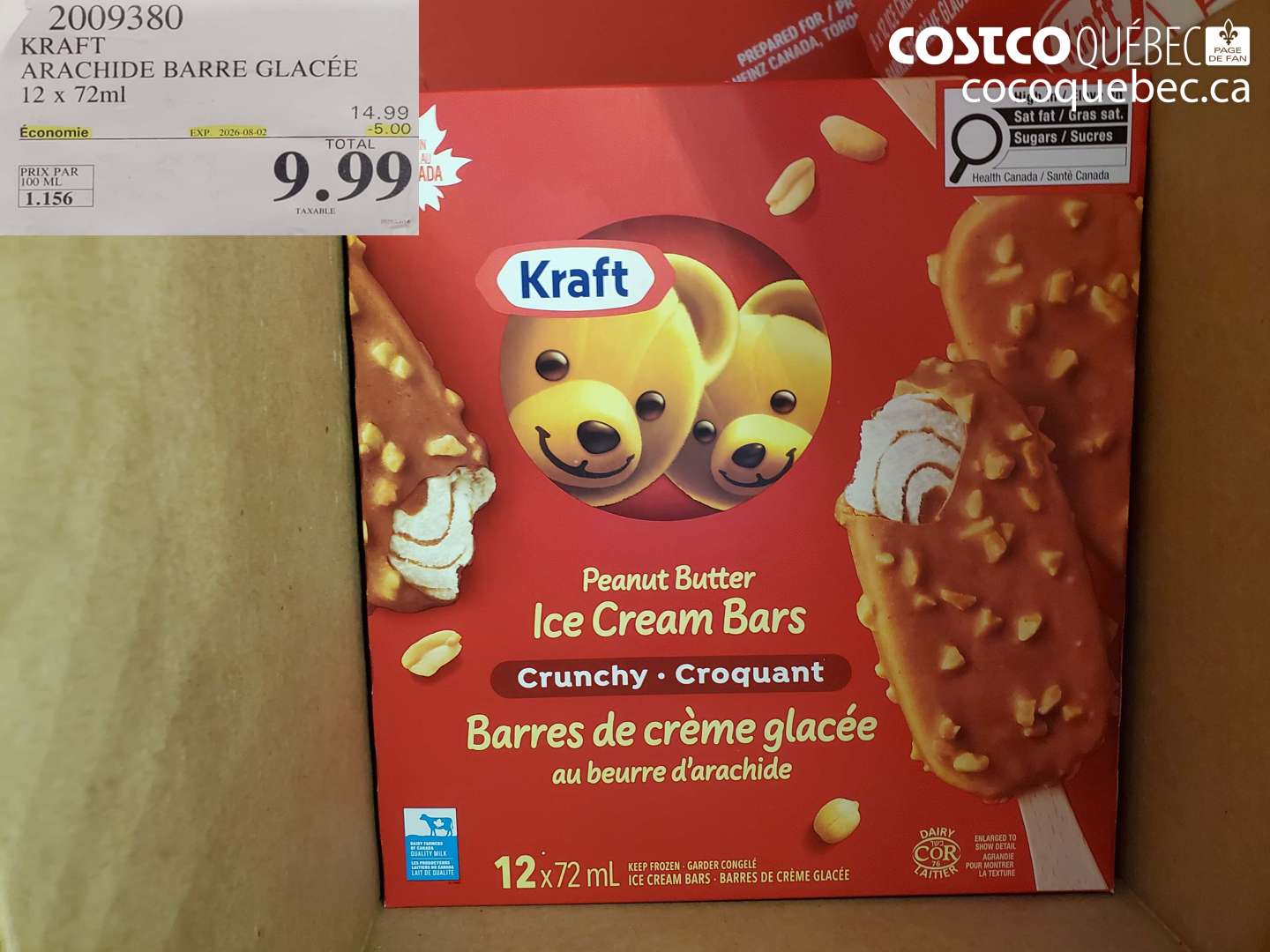 2009380 KRAFT ARACHIDE BARRE GLACÉE 112 X 72 ML ($5.00 INSTANT SAVINGS EXPIRES ON 2026-08-02) $9.99