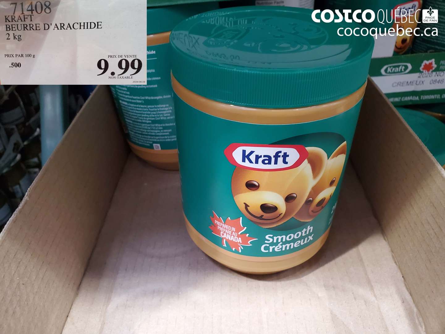 71408 KRAFT BEURRE D'ARACHIDE 2 KG $9.99