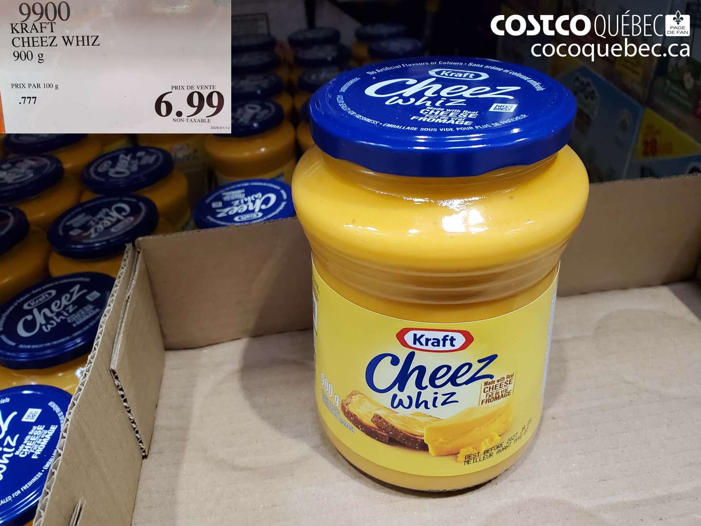 9900 KRAFT CHEEZ WHIZ 900 G $6.99