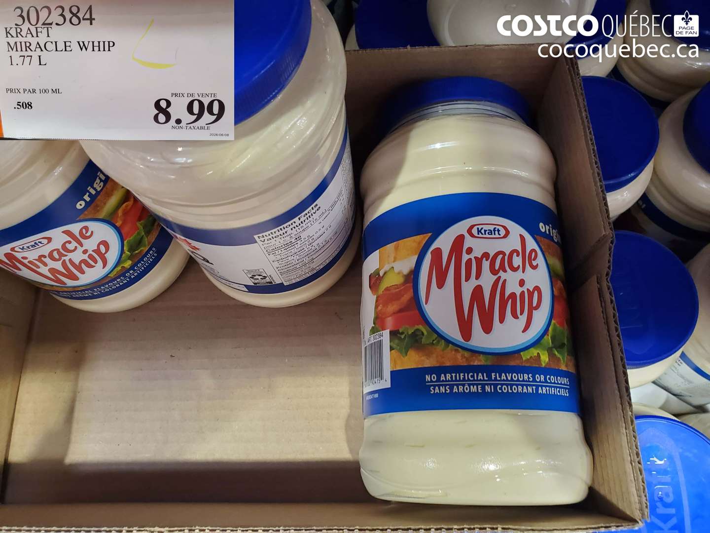 302384 KRAFT MIRACLE WHIP 1.77 L $8.99