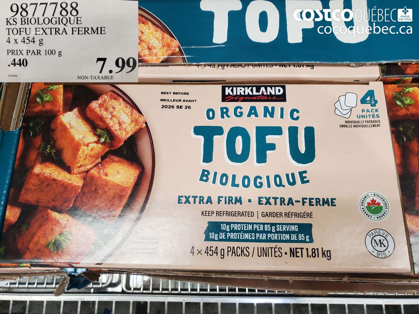 9877788 KS BIOLOGIQUE TOFU EXTRA FERME 4 X 454 G $7.99