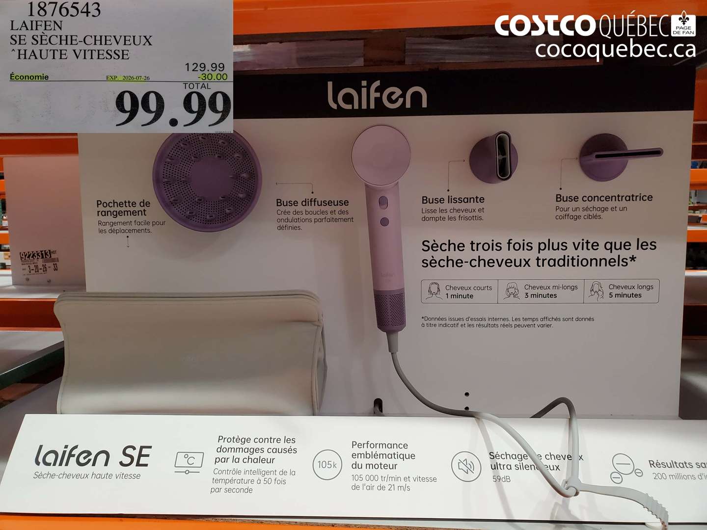 1876543 LAIFEN SE SÈCHE-CHEVEUX HAUTE VITESSE ($30.00 INSTANT SAVINGS EXPIRES ON 2026-07-26) $99.99