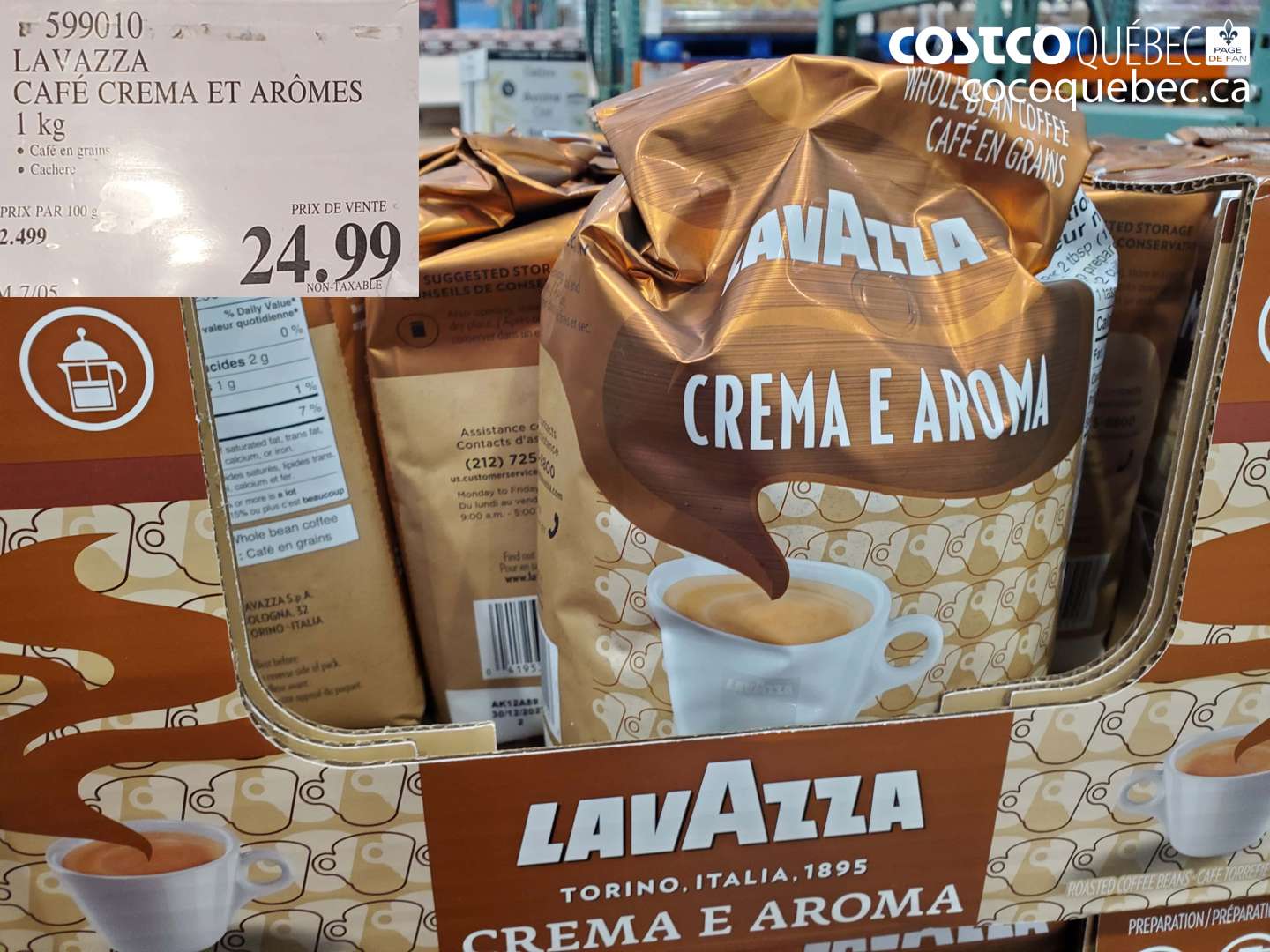 599010 LAVAZZA CAFÉ CREMA ET ARÔMES 1 KG $24.99