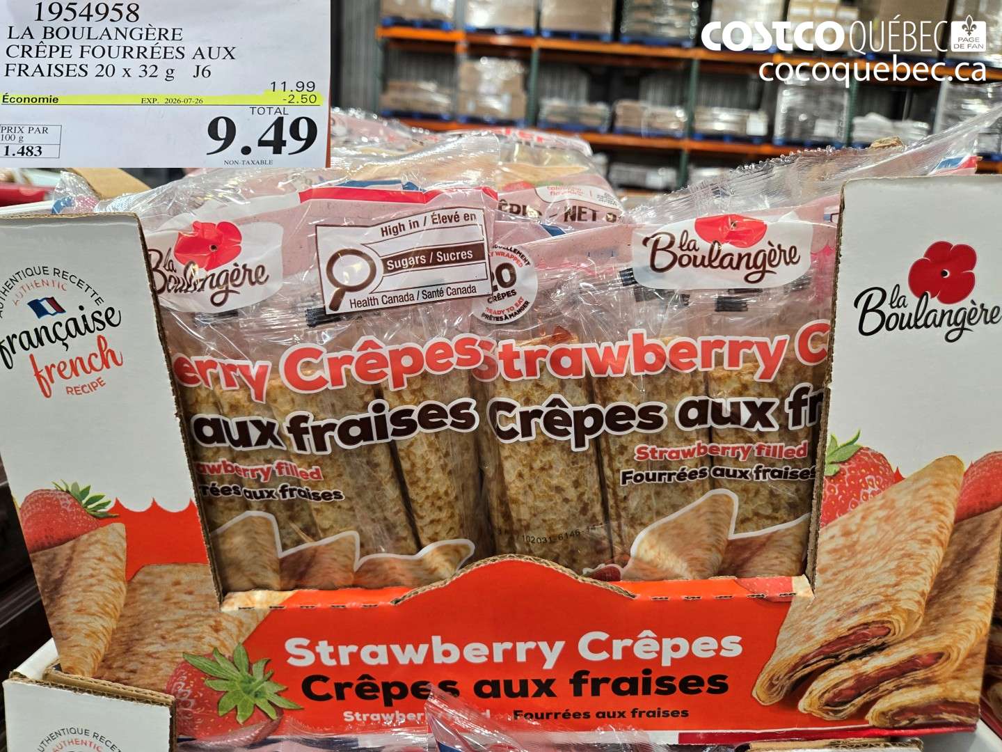 1954958 LA BOULANGÈRE CRÊPE FOURRÉES AUX FRAISES 20 X 32 G ($2.50 INSTANT SAVINGS EXPIRES ON 2026-07-26) $9.49