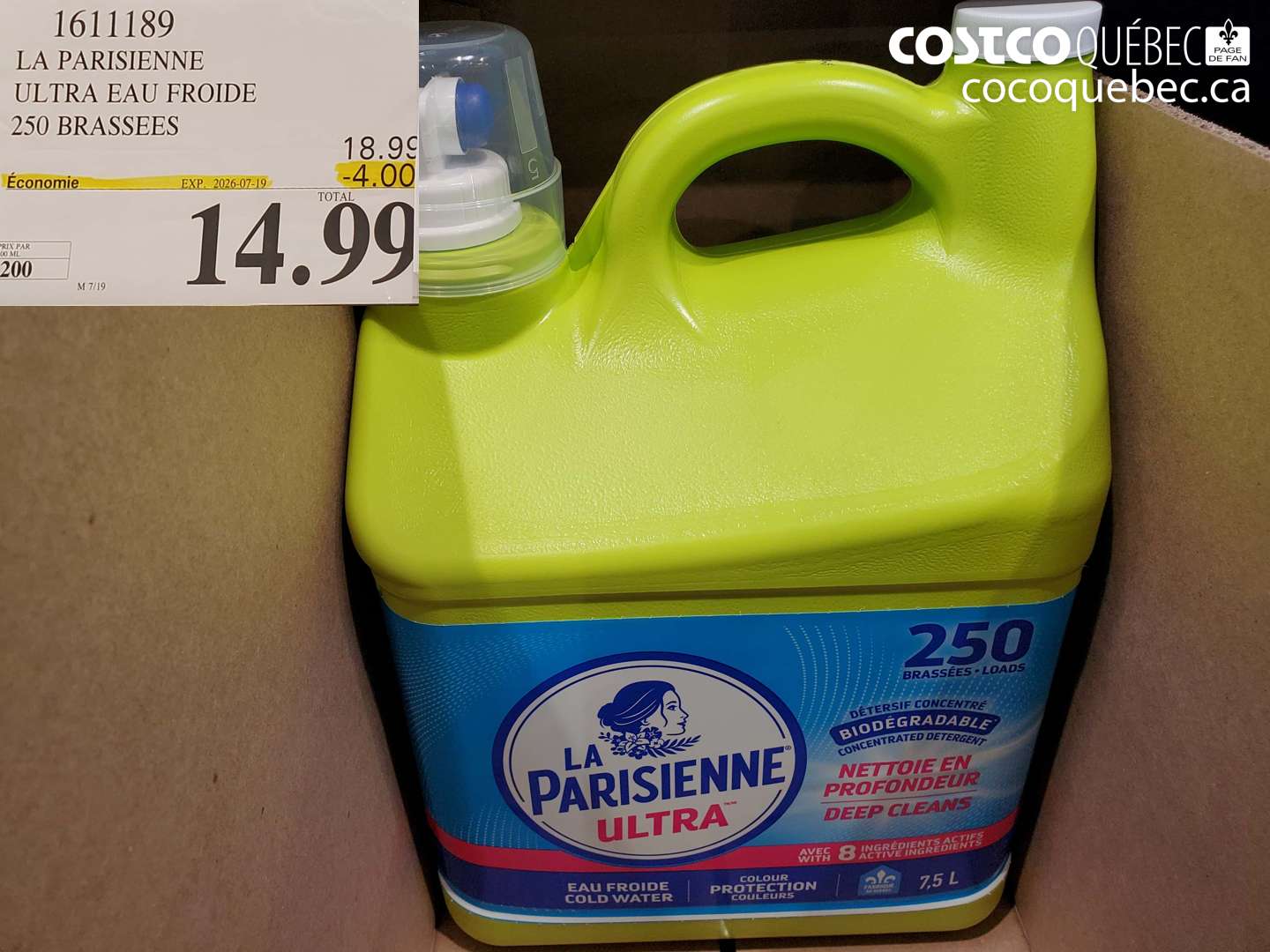 1611189 LA PARISIENNE ULTRA EAU FROIDE 250 BRASSEES ($4.00 INSTANT SAVINGS EXPIRES ON 2026-07-19) $14.99